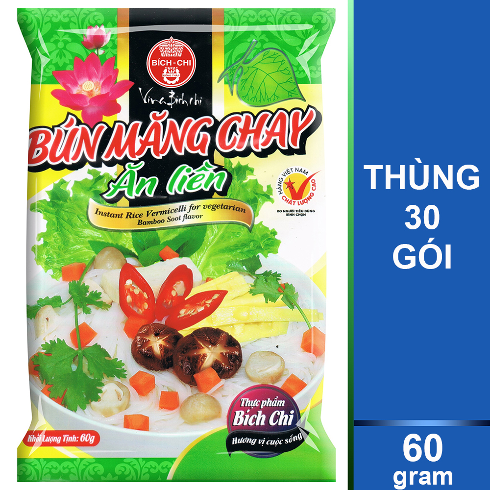 Thùng 30 Gói Bún Măng Chay Ăn Liền Bích Chi 60g